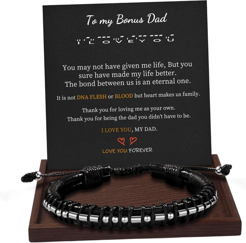 Btysun Valentines Day Gifts for Him Boyfriend Morse Code Bracelets for Men Husband Mens Bracelets Graduation Gifts for Him Fathers Day Adjustable Leather Bracelet Motivational Birthday Annivesary Jewelry Stocking Stuffers - Image 1